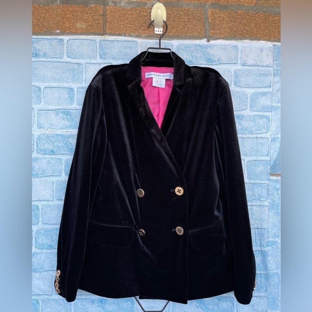 GRETCHEN SCOTT double breasted velvet blazer size small